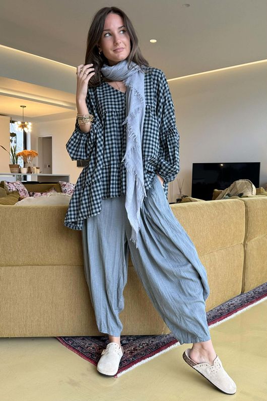 Nonni Gingham Artist Smock Black